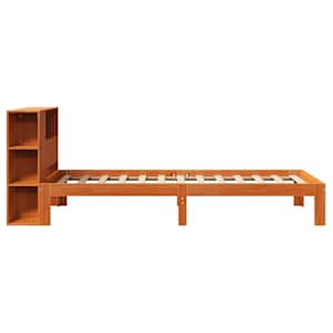 Postel s knihovnou bez matrace hnědá 75x190 cm masivní borovice - obrázek 7
