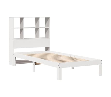 vidaXL gulta ar grāmatu plauktu, bez matrača, 90x190 cm, priedes koks