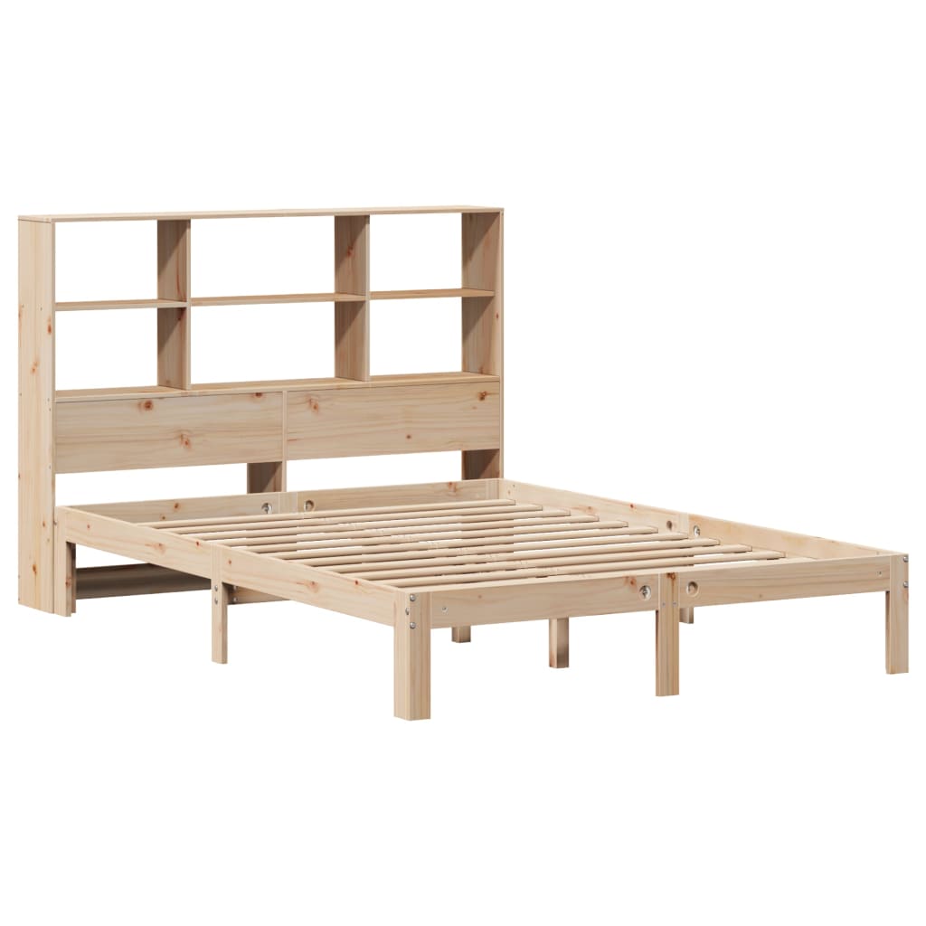 vidaXL Bed met boekenkast zonder matras massief grenenhout 135x190 cm afbeelding