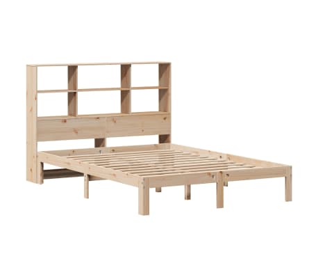 vidaXL Cama com estante sem colchão 135x190 cm pinho maciço