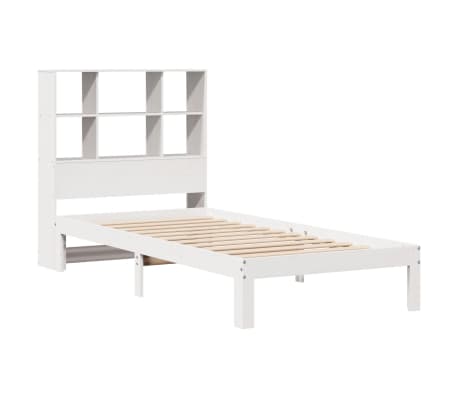 vidaXL seng med reol uden madras 90x200 cm massivt fyrretr&aelig; hvid