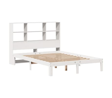 vidaXL Bookcase Bed without Mattress White 150x200 cm King Size Solid Wood Pine