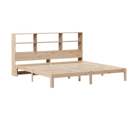 vidaXL Pat cu bibliotecă fără saltea, 200x200 cm, lemn masiv de pin
