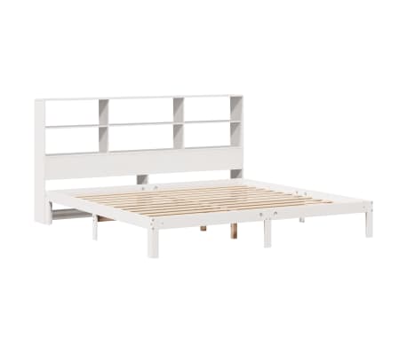 vidaXL Bookcase Bed without Mattress White 200x200cm Solid Wood Pine