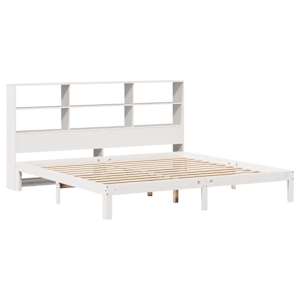 vidaXL Bookcase Bed without Mattress White 200x200cm Solid Wood Pine
