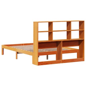 Postel s knihovnou bez matrace hnědá 120x190 cm masiv borovice - obrázek 8