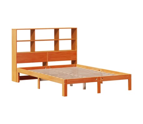 vidaXL Massivholzbett mit Regal ohne Matratze Wachsbraun 120x200 cm