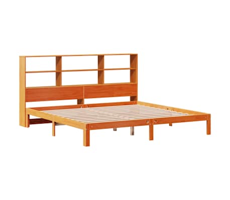 vidaXL Bed met boekenkast zonder matras grenenhout wasbruin 180x200 cm