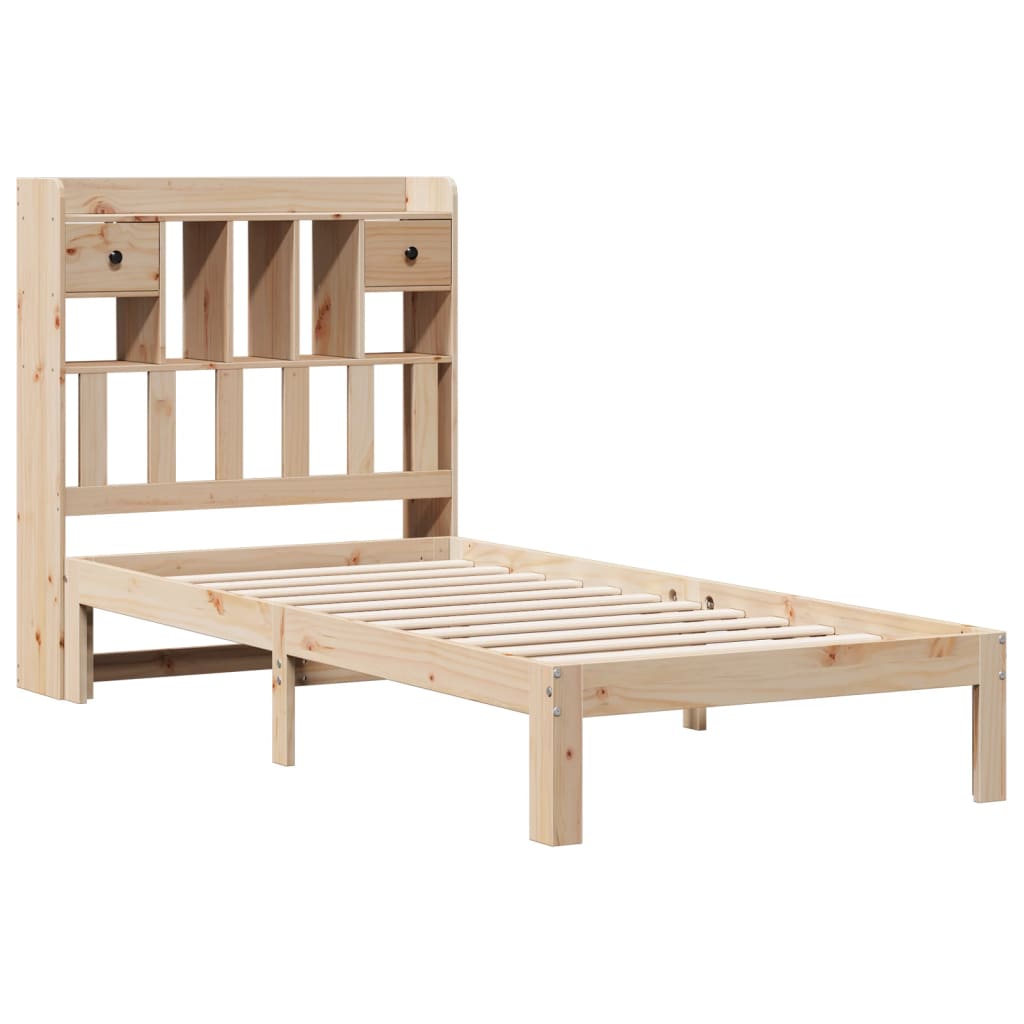 vidaXL Bed met boekenkast zonder matras massief grenenhout 75x190 cm afbeelding