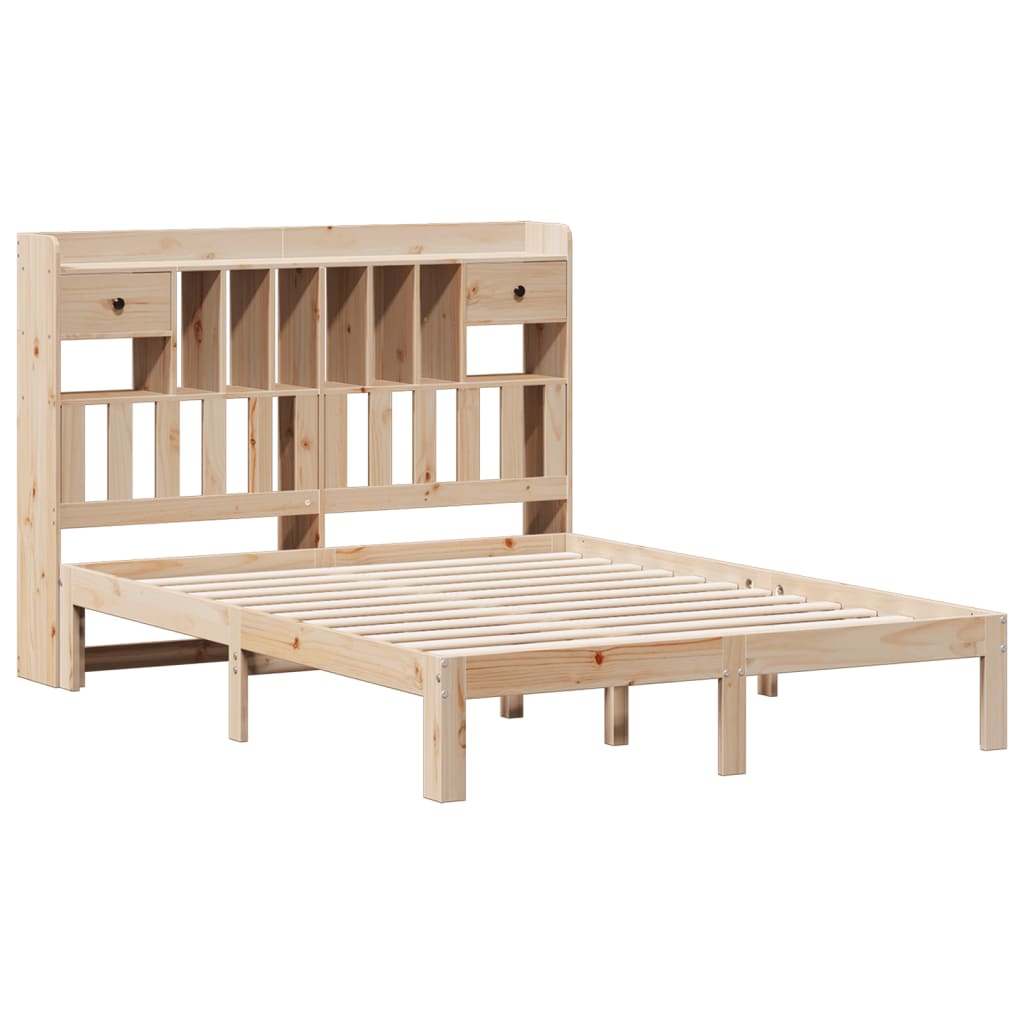 vidaXL Bed met boekenkast zonder matras massief grenenhout 140x190 cm afbeelding