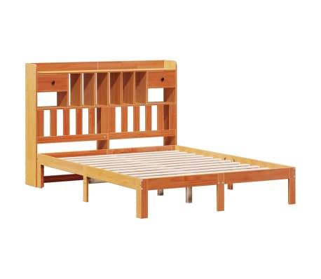 vidaXL Bookcase Bed without Mattress Wax Brown 120x200cm Solid Wood Pine