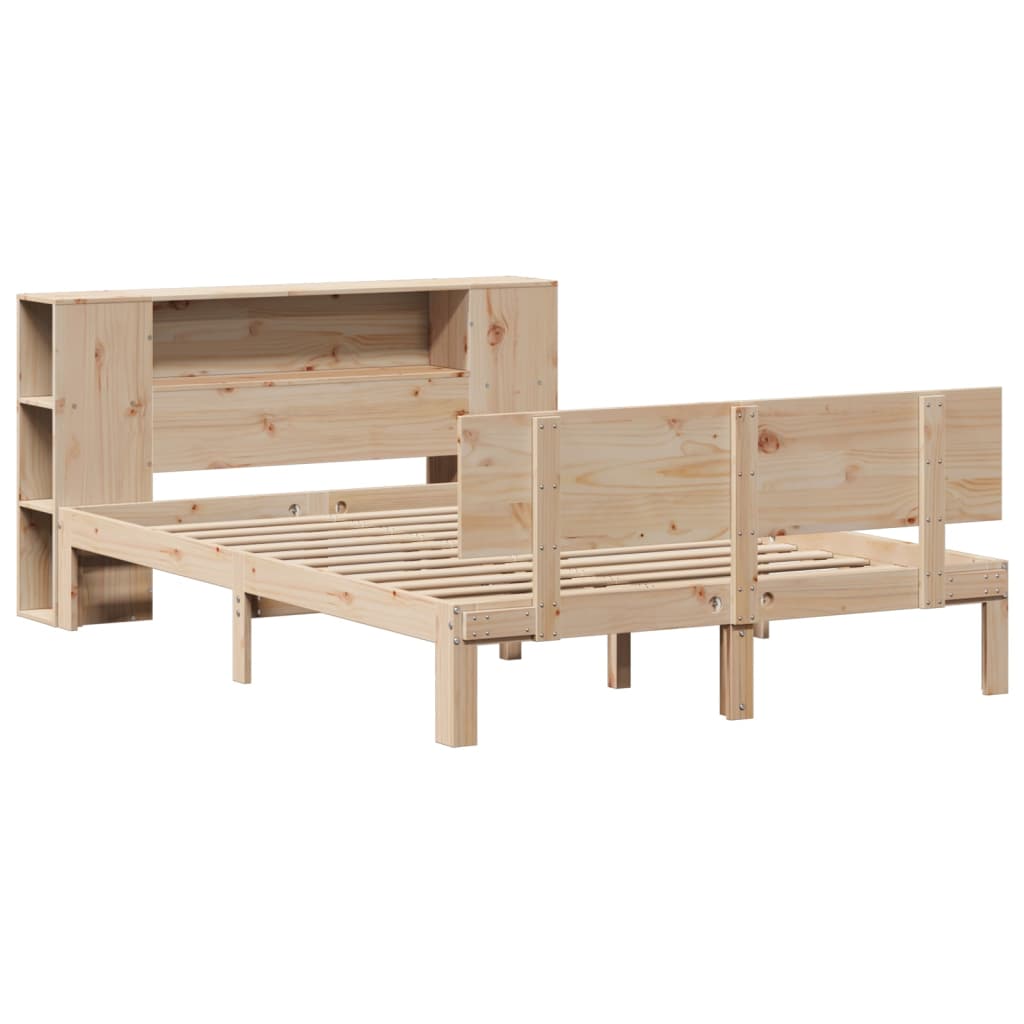 vidaXL Bed met boekenkast zonder matras massief grenenhout 140x190 cm afbeelding