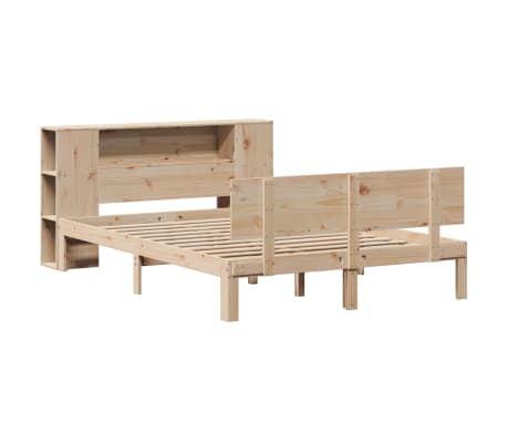 vidaXL Легло с етажерка за книги, без матрак, 150x200 см, бор масив