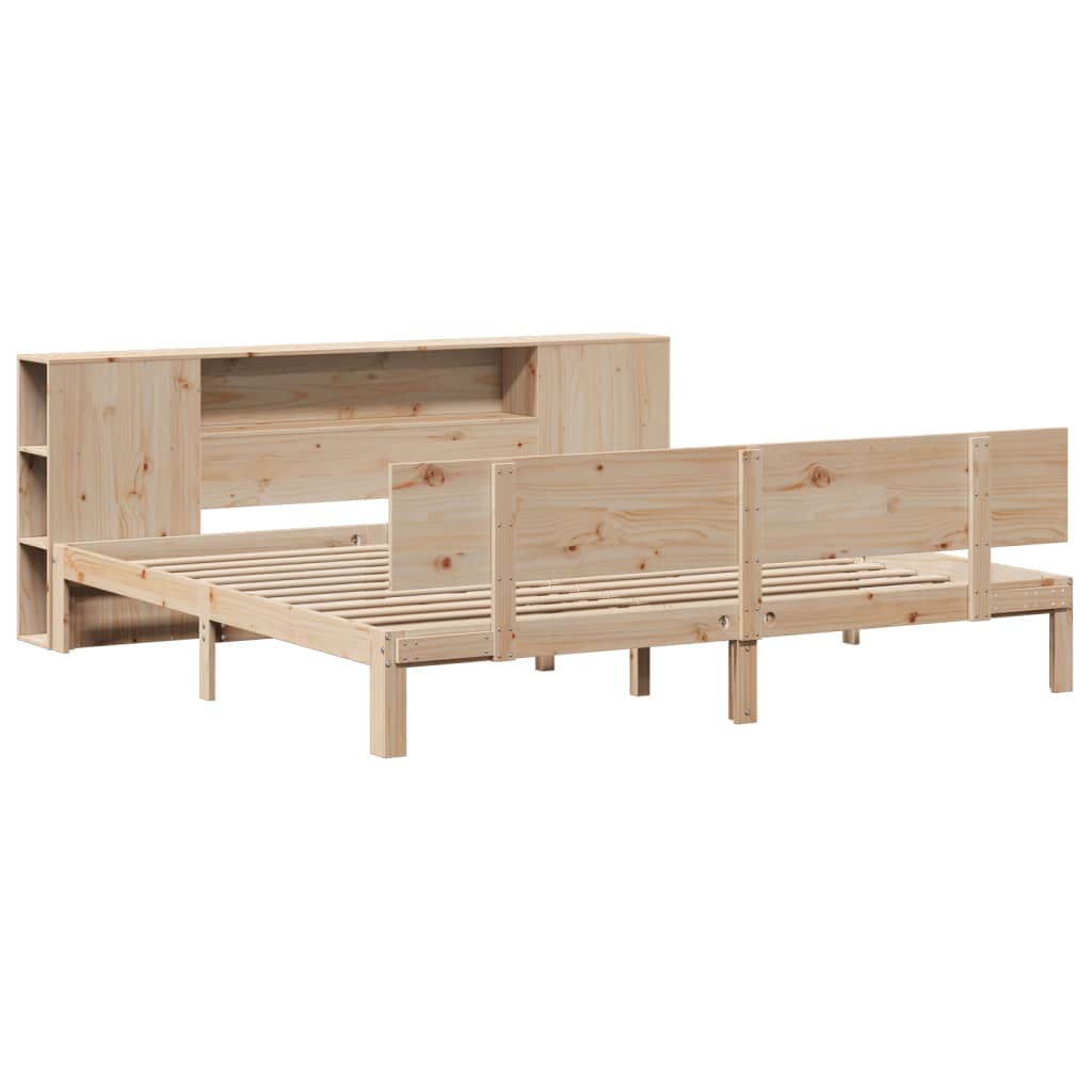 vidaXL Bed met boekenkast zonder matras massief grenenhout 180x200 cm afbeelding