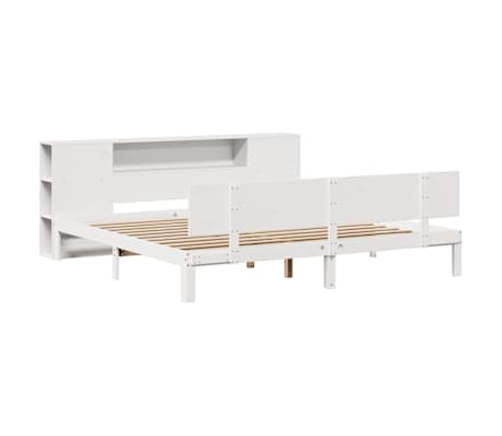 vidaXL Bed met boekenkast zonder matras grenenhout wit 180x200 cm