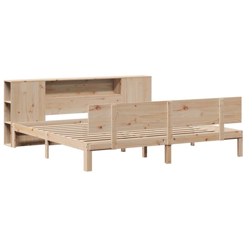 vidaXL Bed met boekenkast zonder matras massief grenenhout 200x200 cm afbeelding