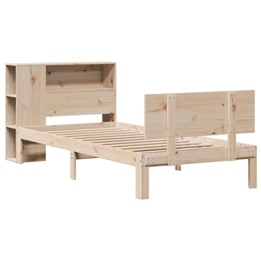 vidaXL Sänky kirjahyllyllä ilman patjaa 90x190 cm täysi mänty