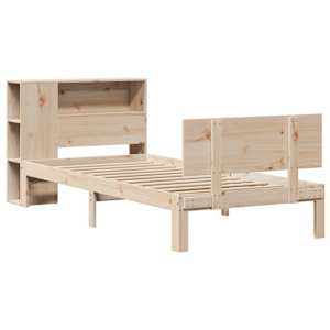 Postel s knihovnou bez matrace 90 x 190 cm masivní borovice - obrázek 3