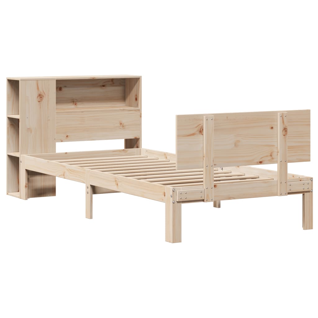 vidaXL Bed met boekenkast zonder matras massief grenenhout 90x200 cm afbeelding