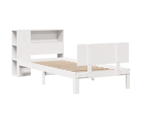 vidaXL Lit biblioth&egrave;que sans matelas blanc 90x200cm bois de pin massif