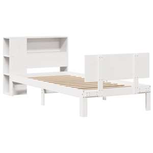 vidaXL Lit biblioth&egrave;que sans matelas blanc 90x200cm bois de pin massif
