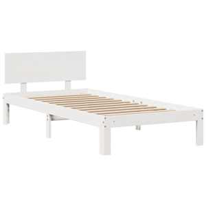 Postel s knihovnou bez matrace bílá 100x200 cm masivní borovice - obrázek 8