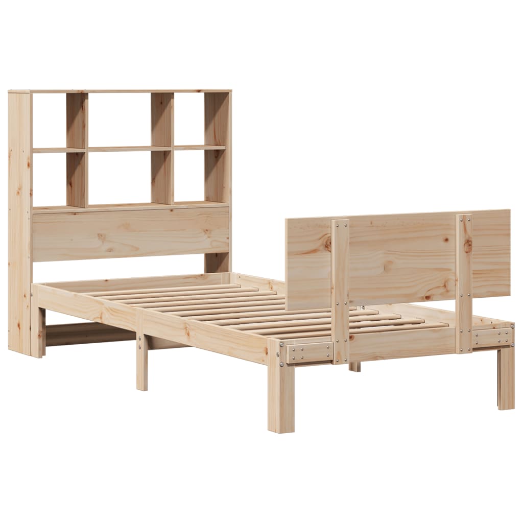vidaXL Bed met boekenkast zonder matras massief grenenhout 75x190 cm afbeelding
