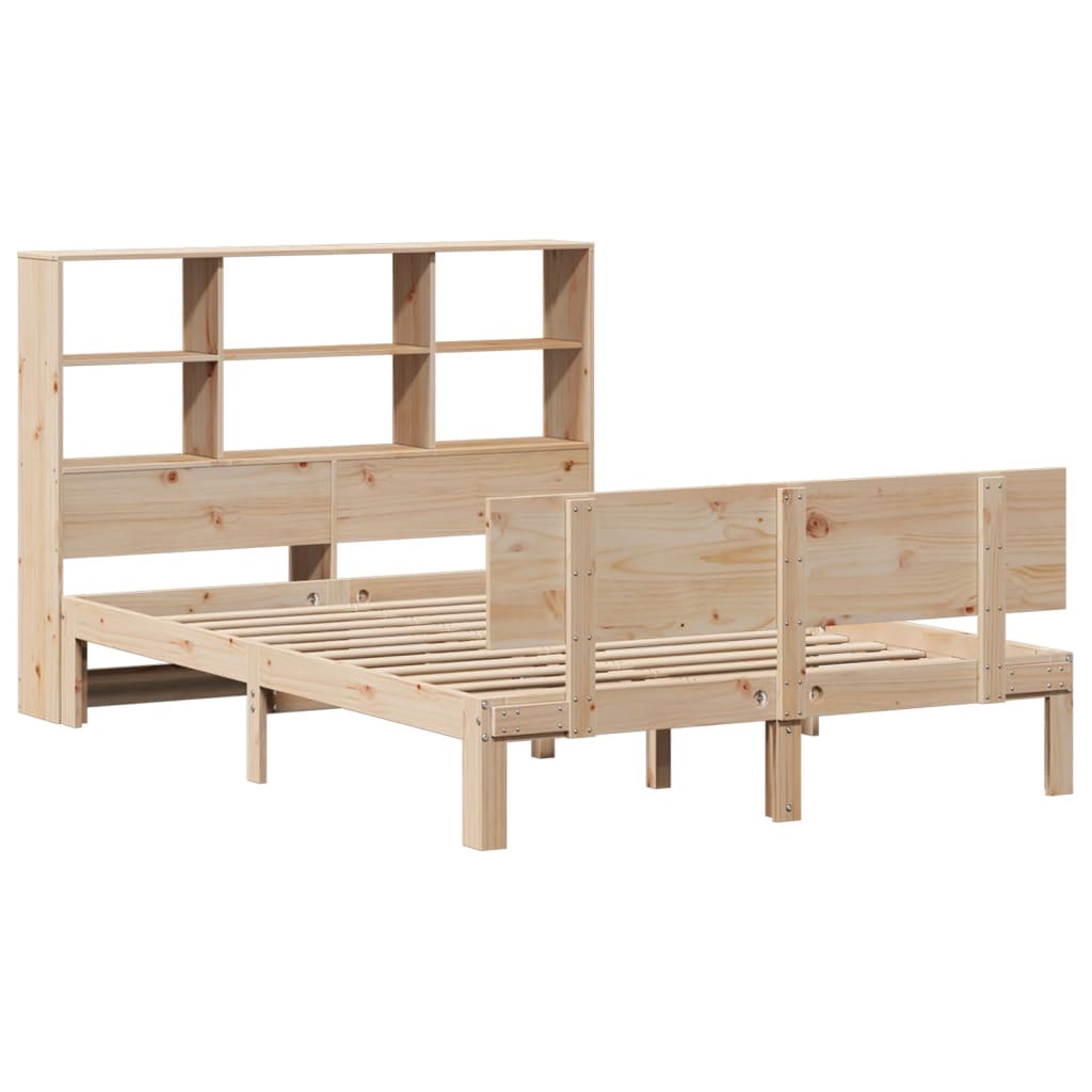 vidaXL Bed met boekenkast zonder matras massief grenenhout 140x190 cm afbeelding