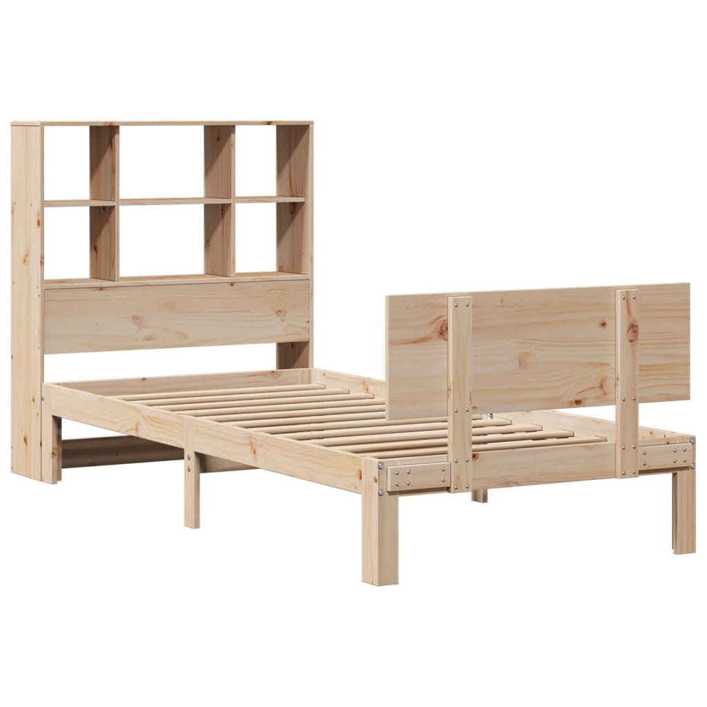 vidaXL Bed met boekenkast zonder matras massief grenenhout 90x200 cm afbeelding