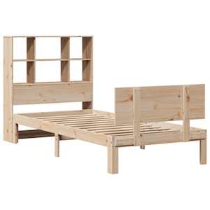 vidaXL Seng med bokhylle uten madrass 90x200 cm heltre furu