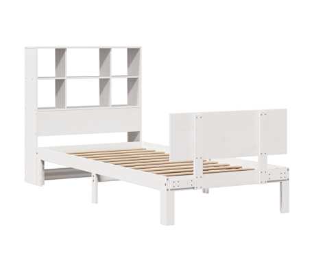 vidaXL Bed met boekenkast zonder matras grenenhout wit 90x200 cm