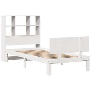 vidaXL Bed met boekenkast zonder matras grenenhout wit 90x200 cm