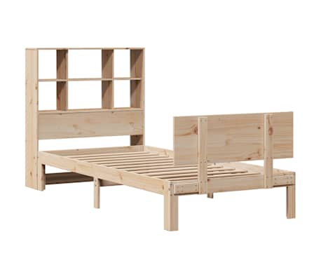 vidaXL Pat cu bibliotecă fără saltea, 100x200 cm, lemn masiv pin
