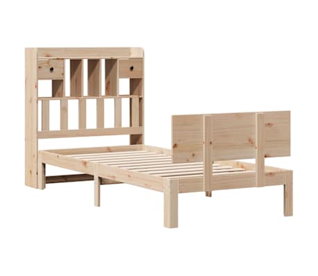 vidaXL Bed met boekenkast zonder matras massief grenenhout 75x190 cm