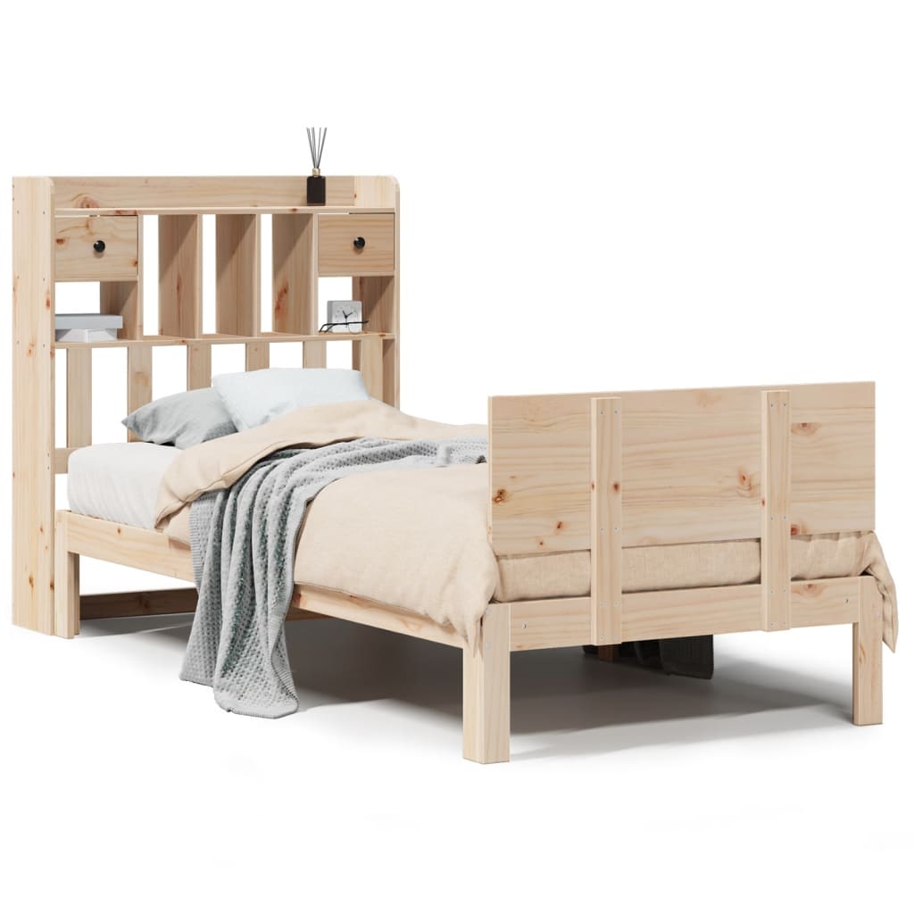 vidaXL Postel s knihovnou bez matrace 90 x 190 cm masivní borovice