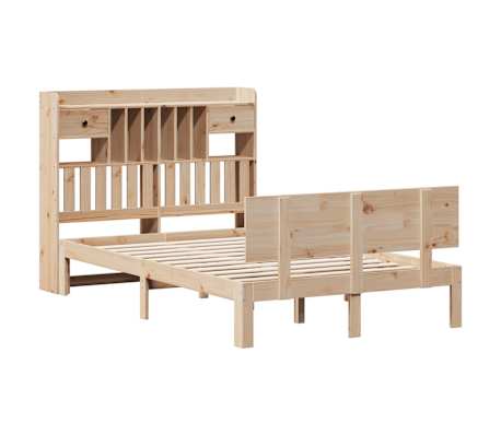 vidaXL Pat cu bibliotecă fără saltea, 120x190 cm, lemn masiv de pin