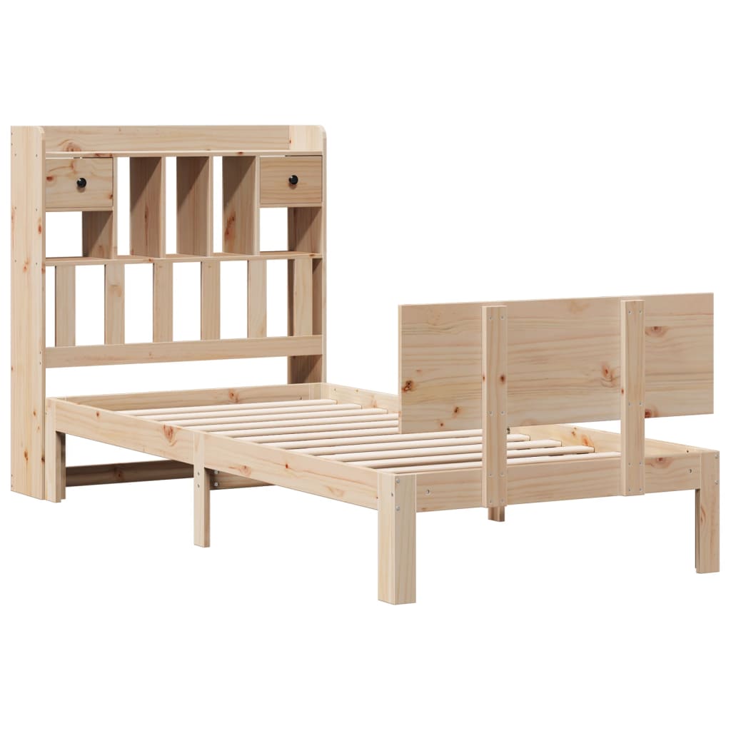 vidaXL Bed met boekenkast zonder matras massief grenenhout 90x200 cm afbeelding