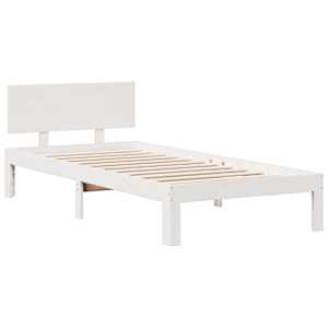 Postel s knihovnou bez matrace bílá 90x200 cm masivní borovice - obrázek 8