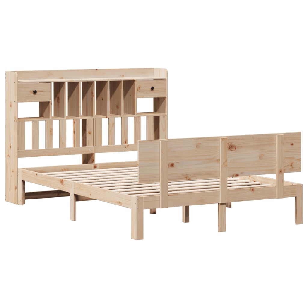 vidaXL Bed met boekenkast zonder matras massief grenenhout 140x200 cm afbeelding