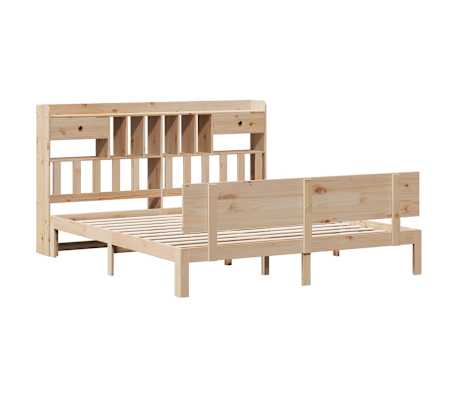 vidaXL Cama com estante sem colchão 200x200 cm pinho maciço