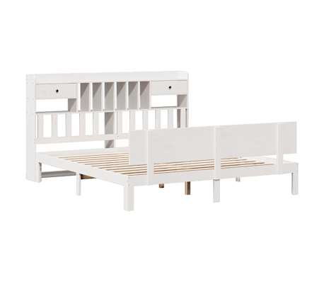 vidaXL Krevet s regalom z knjige bez madraca bijeli 200x200cm borovina