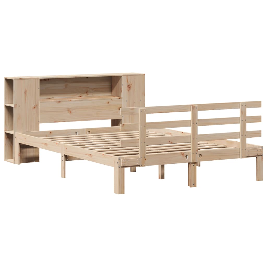 vidaXL Bed met boekenkast zonder matras massief grenenhout 140x190 cm afbeelding