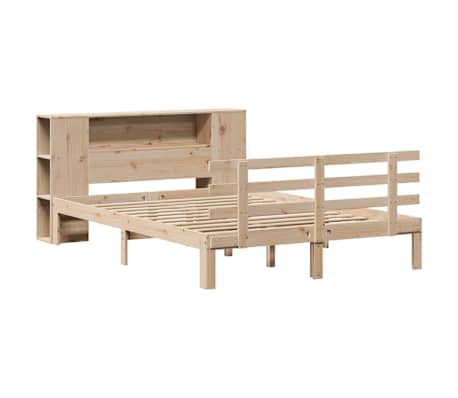 vidaXL Seng med bokhylle uten madrass 140x200 cm heltre furu