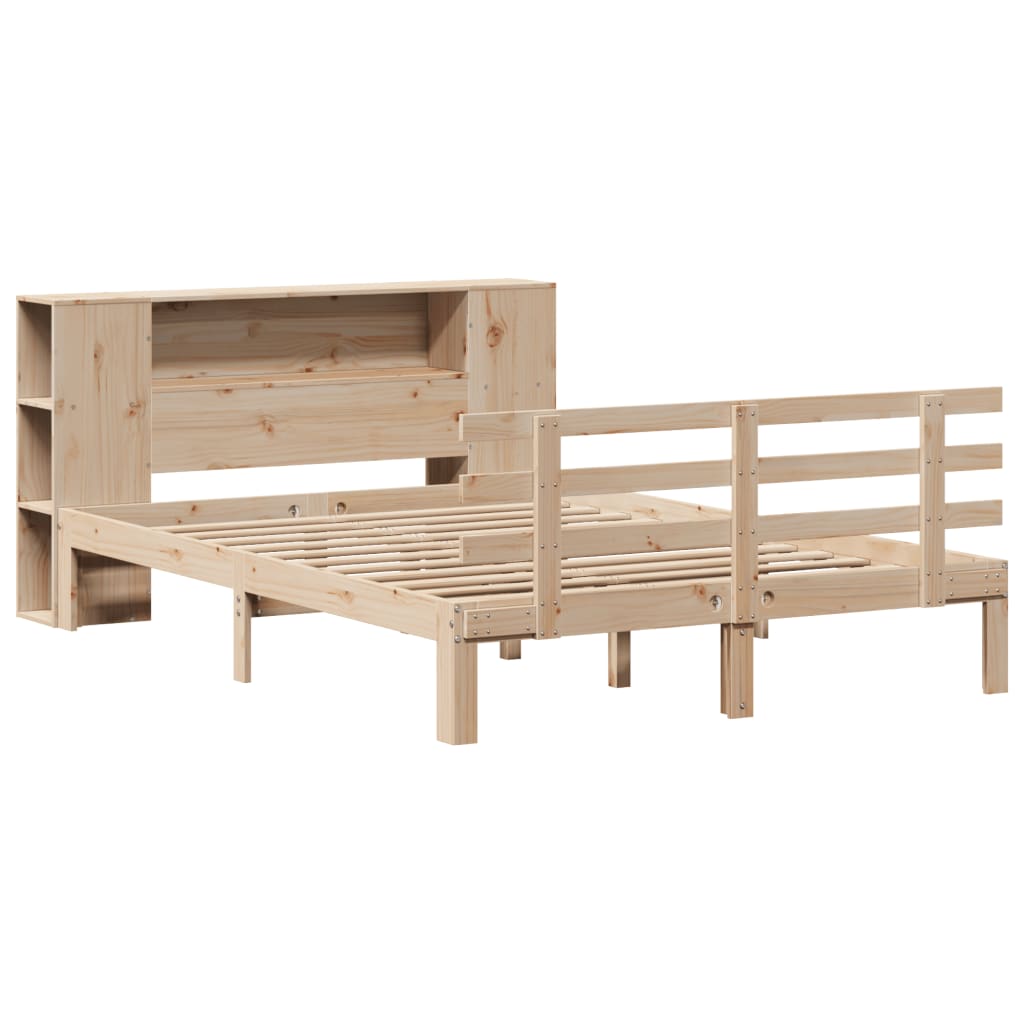 vidaXL Bed met boekenkast zonder matras massief grenenhout 150x200 cm afbeelding