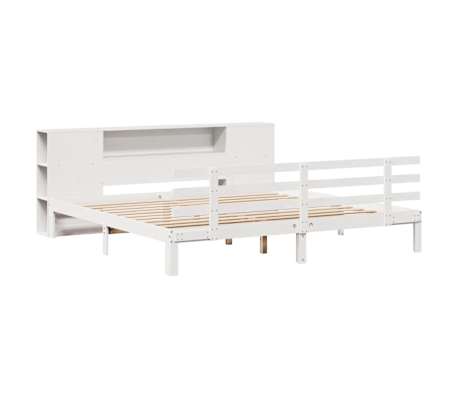 vidaXL Knjižna postelja brez vzmetnice bela 200x200 cm trdna borovina