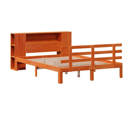 vidaXL Cama c/ estante sem colch&atilde;o 120x190cm pinho maci&ccedil;o castanho-mel