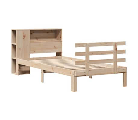 vidaXL Bed met boekenkast zonder matras massief grenenhout 90x190 cm
