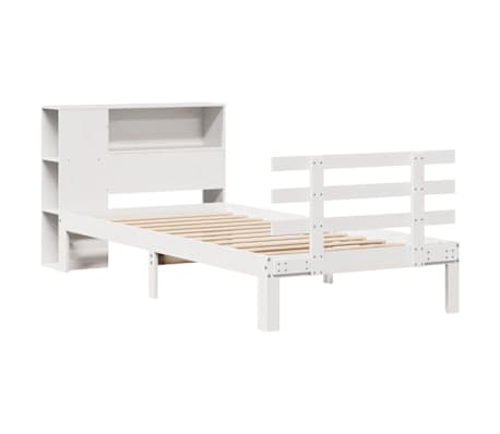 vidaXL Lit biblioth&egrave;que sans matelas blanc 90x200cm bois de pin massif