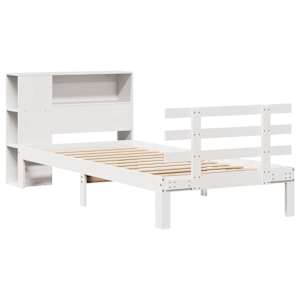 vidaXL Lit biblioth&egrave;que sans matelas blanc 90x200cm bois de pin massif