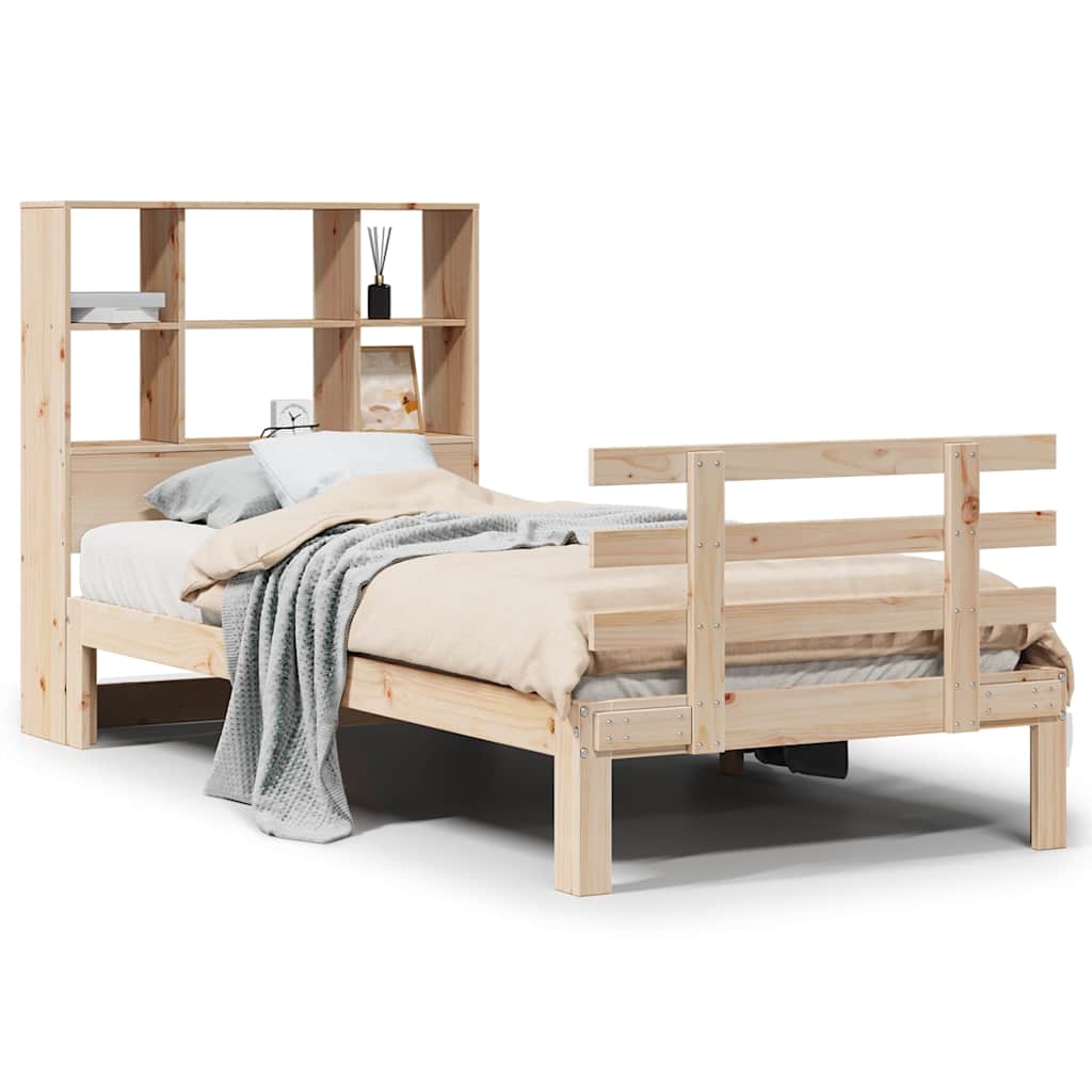 vidaXL Postel s knihovnou bez matrace 90 x 190 cm masivní borovice